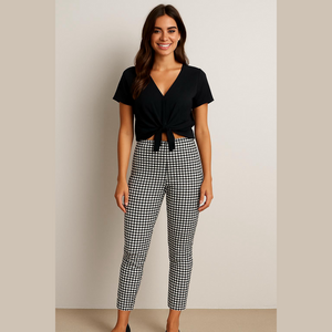 S.C & Co Adorable Checkered Pants Size 12 Black & White